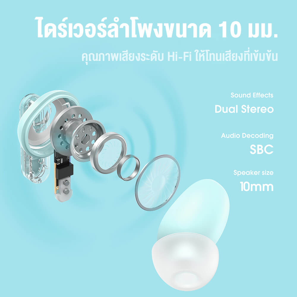 หูฟังเกมมิ่งไร้สาย ONIKUMA T5 IN-EAR BLUETOOTH EARPHONE - สีน้ำเงิน_9